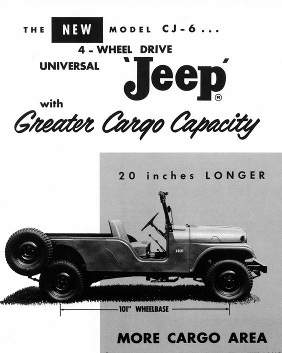 The CJ6 vintage advertising 20 inches longer