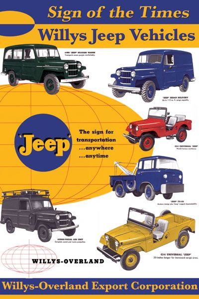 A group of vintage Jeeps