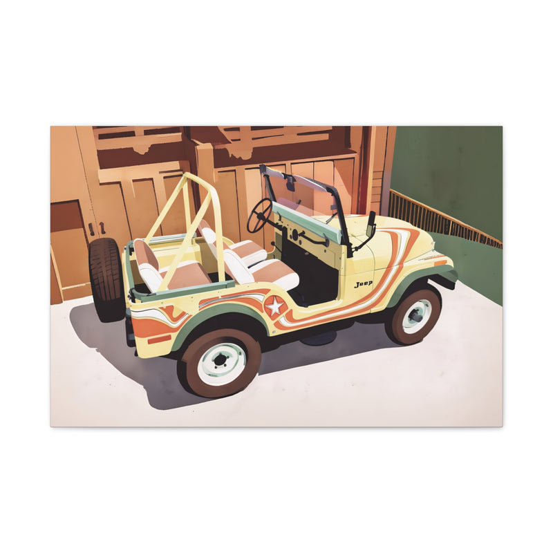 Retro Jeep Canvas Wall Art – Vintage Beach Cruiser Print