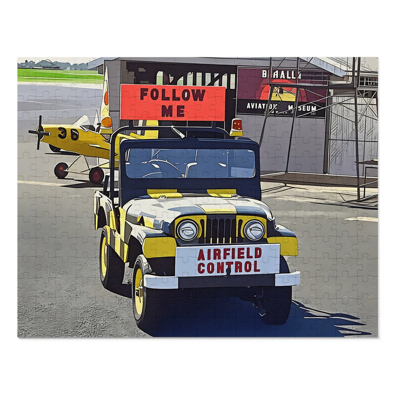 Puzzle Jeep CJ5 Airport Control -  252 Piece Jigsaw Puzzle with Tin
