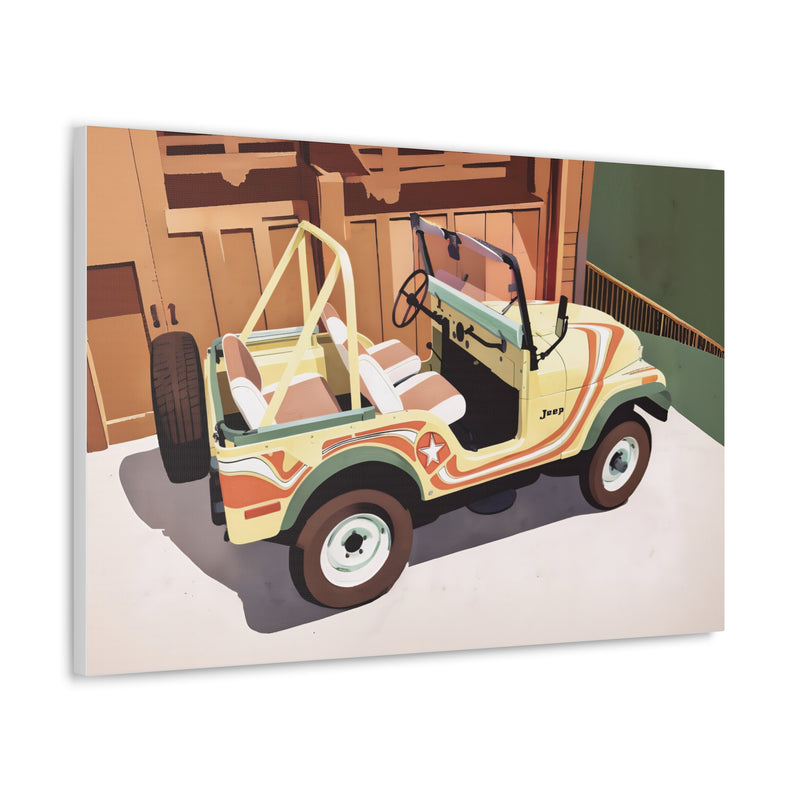 Retro Jeep Canvas Wall Art – Vintage Beach Cruiser Print