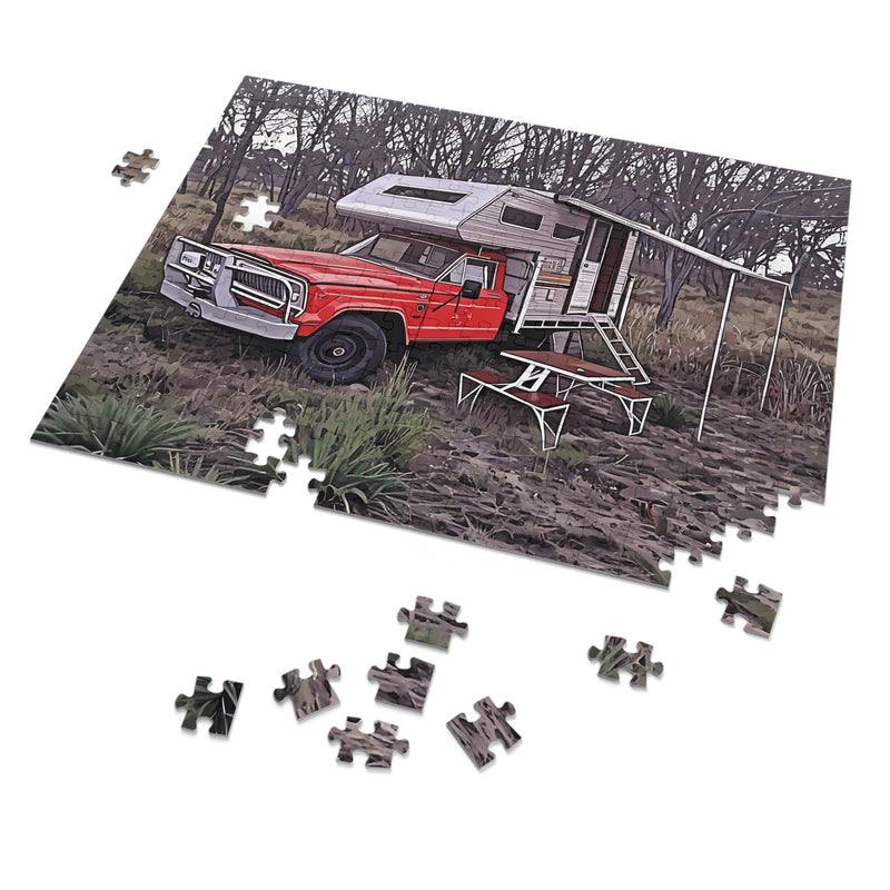 Puzzle Jeep J27 Slideon Camper -  252 Piece Jigsaw Puzzle with Tin