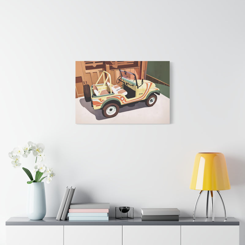 Retro Jeep Canvas Wall Art – Vintage Beach Cruiser Print