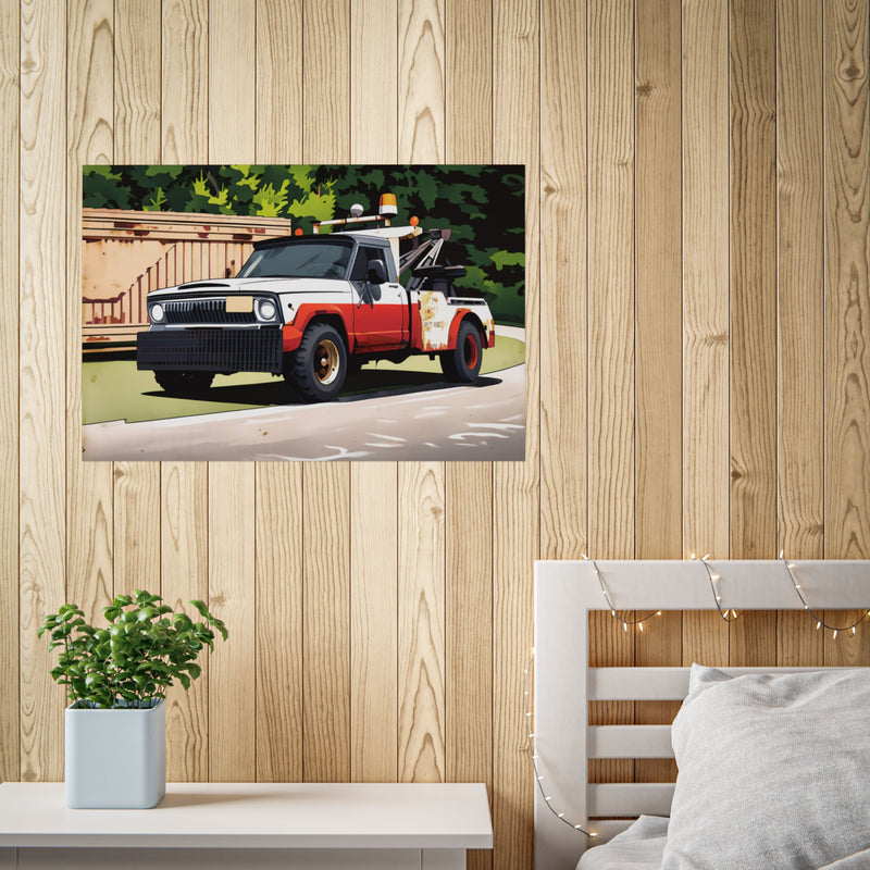 Vintage Tow Truck Poster — Retro Automotive Wall Art