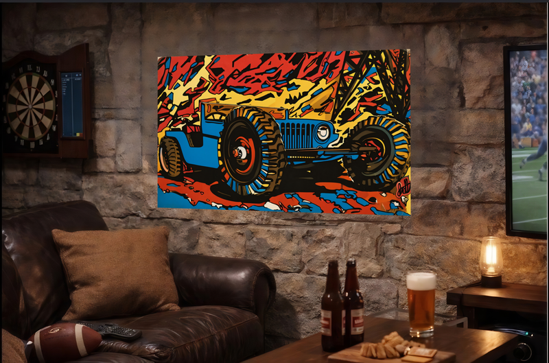 Classic Jeep Pop Art Poster — Vintage Off-Road Vehicle Wall Art