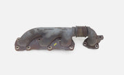 Metal exhaust manifold on a white background