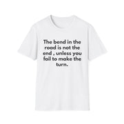 White t-shirt with motivational quote on a white background