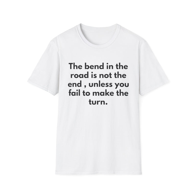 White t-shirt with motivational quote on a white background