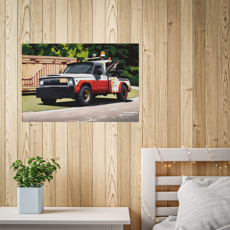 Vintage Tow Truck Poster — Retro Automotive Wall Art