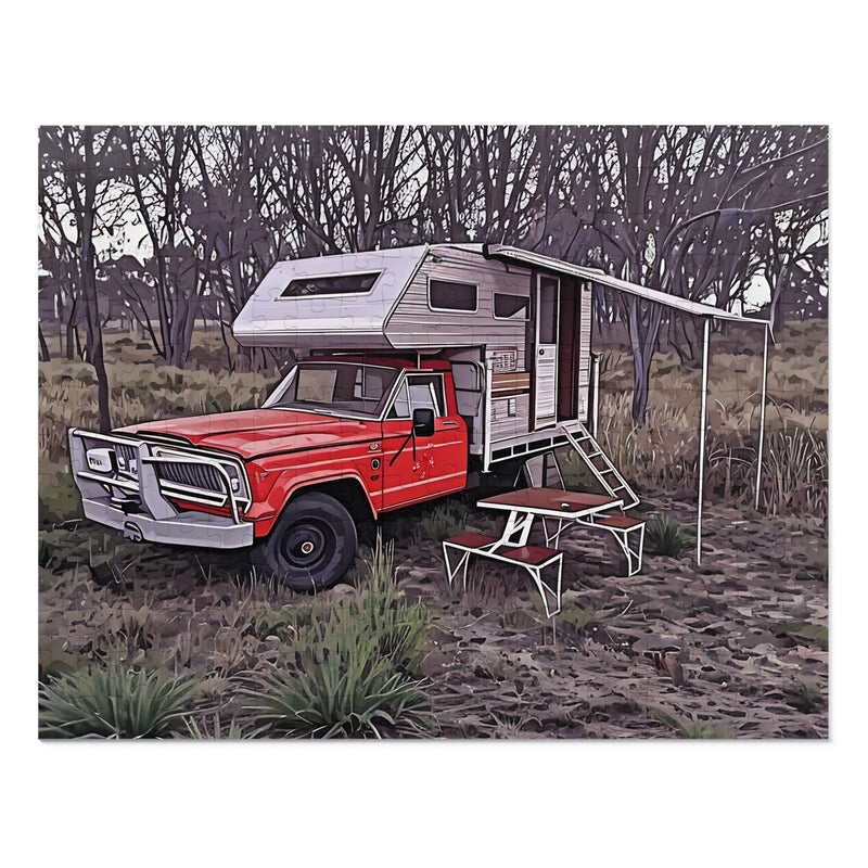 Puzzle Jeep J27 Slideon Camper -  252 Piece Jigsaw Puzzle with Tin