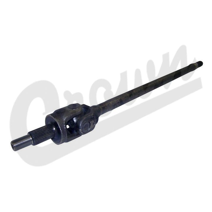 A black metal automotive or agricultural drive shaft with a splined end and a universal joint, shown on a white background with a faint watermark.