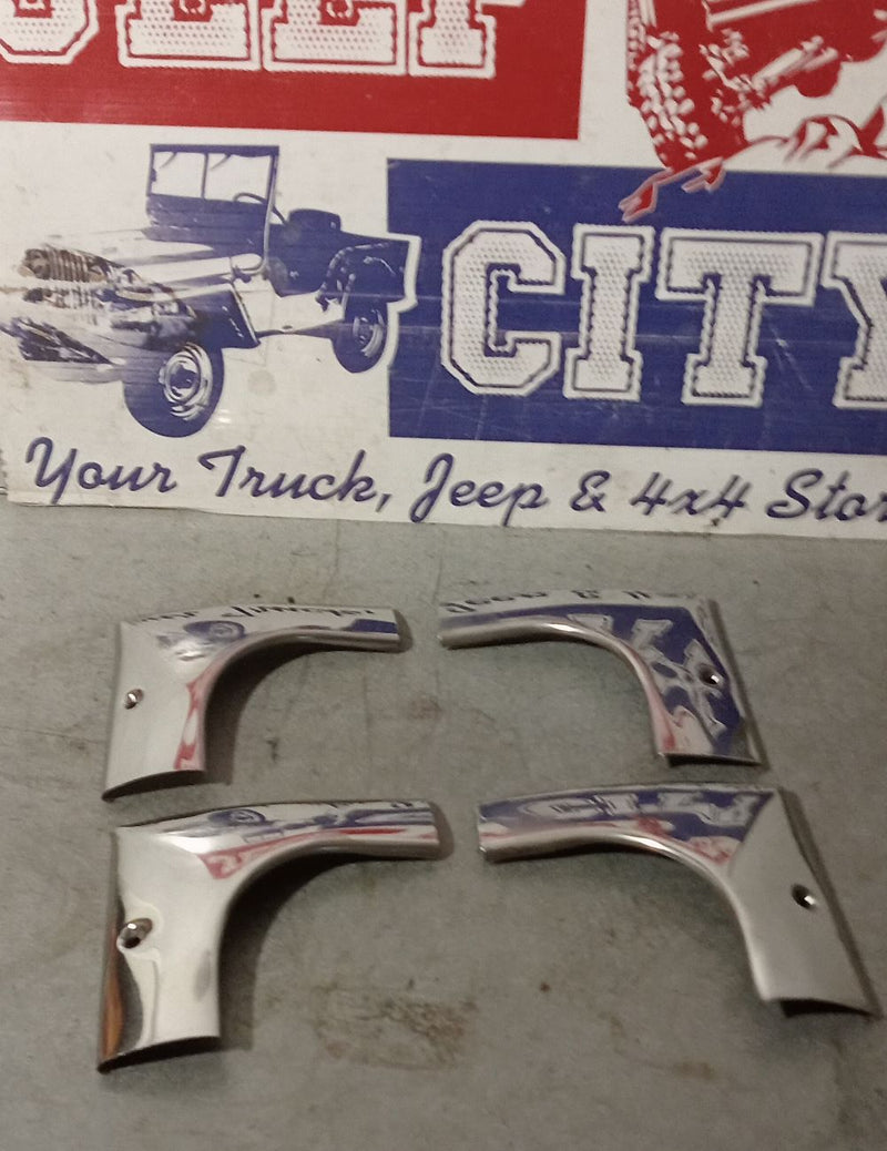 Windscreen Trim Corner Pieces Chrome Jeep SJ & J Series