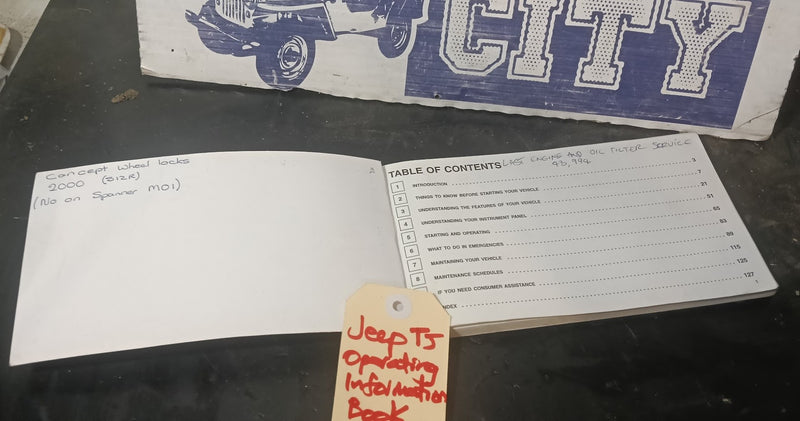 Operating Information Book Jeep TJ Wrangler 2000
