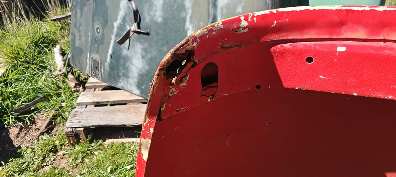 Hood Bonnet Jeep CJ7 CJ8 Damaged Rough Red