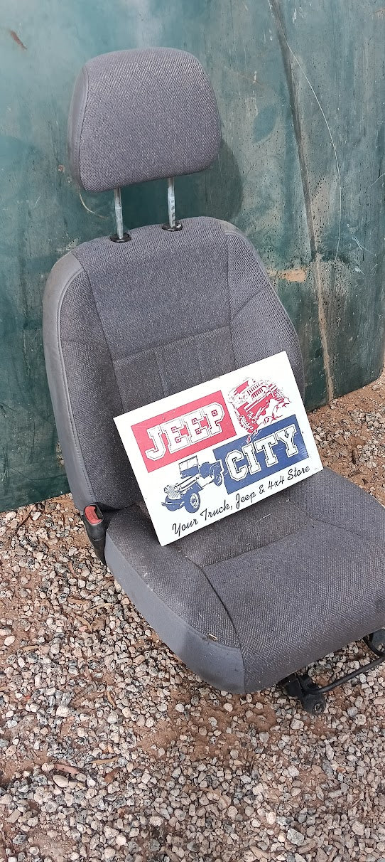 Seat Front Jeep XJ Grey Material LHF Seat w/headrest