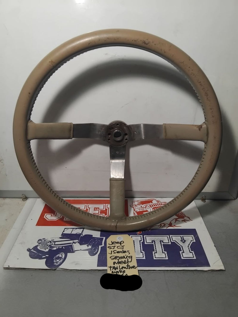 Steering Wheel Jeep CJ SJ  Original 3 Spoke Leather Beige Soft Touch