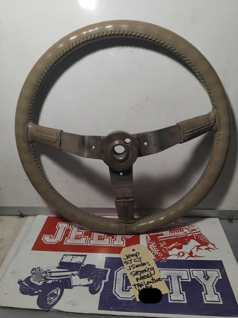 Steering Wheel Jeep CJ SJ  Original 3 Spoke Leather Beige Soft Touch