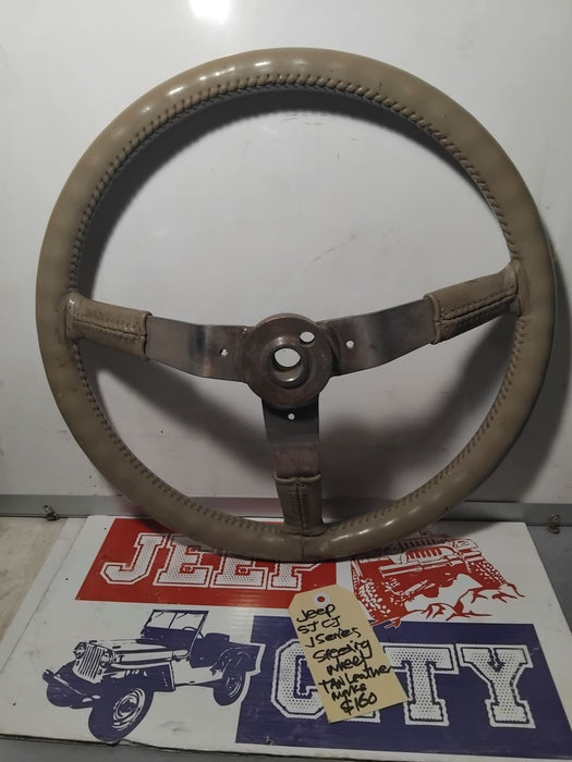 Steering Wheel Jeep CJ SJ  Original 3 Spoke Leather Beige Soft Touch