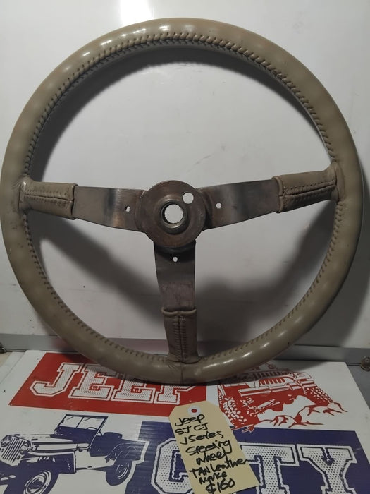 Steering Wheel Jeep CJ SJ  Original 3 Spoke Leather Beige Soft Touch