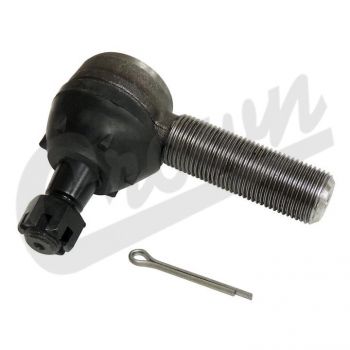 Car tie rod assembly with a small metal pin on a white background