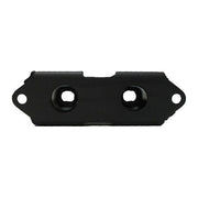 Black metal bracket with multiple holes on a white background