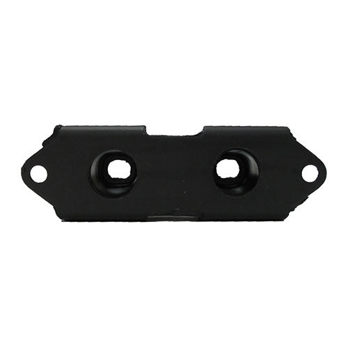 Black metal bracket with multiple holes on a white background