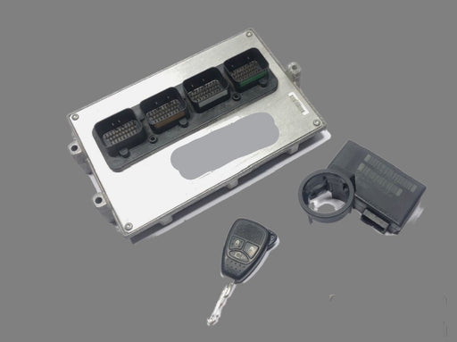 ECU ECM key immobilizer security set for Jeep KK Cherokee, including a silver metal plate with key fobs and a car key.