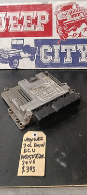 Car electronic control unit 05150767AC on a black surface with a 'Jeep City' sign in the background.
