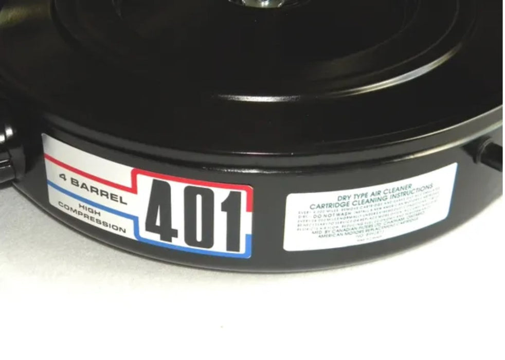 Decal AMC 401 Air Cleaner Decal 4-Barrel  1972-1978