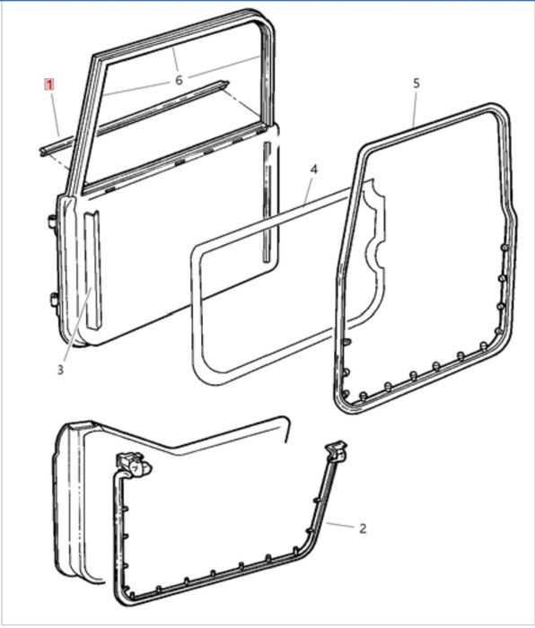 Weatherstrip Door Glass Jeep TJ RHS 55176564AC