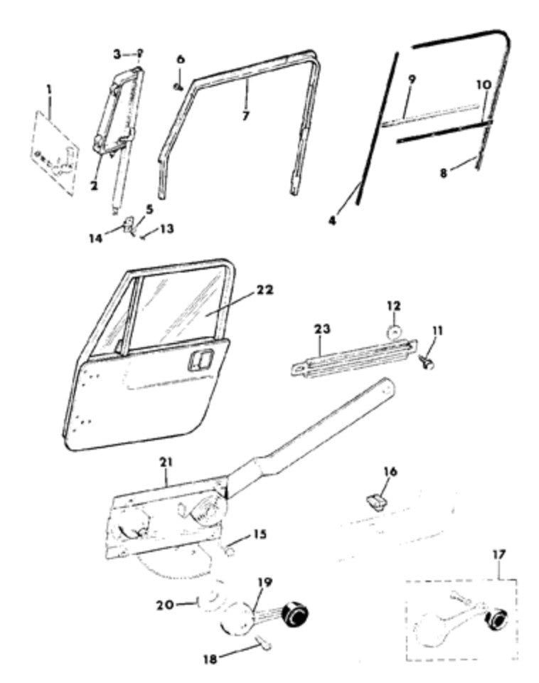 Weatherstrip Glass Door Jeep CJ & YJ 55024255