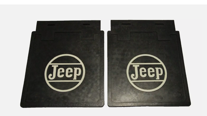 Mud Flaps Splash Guards Black White Willys Jeep