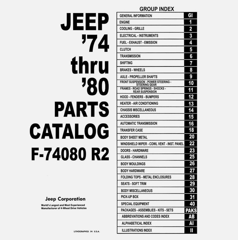 Manual Parts 1974-1980 Catalog F-74080 R