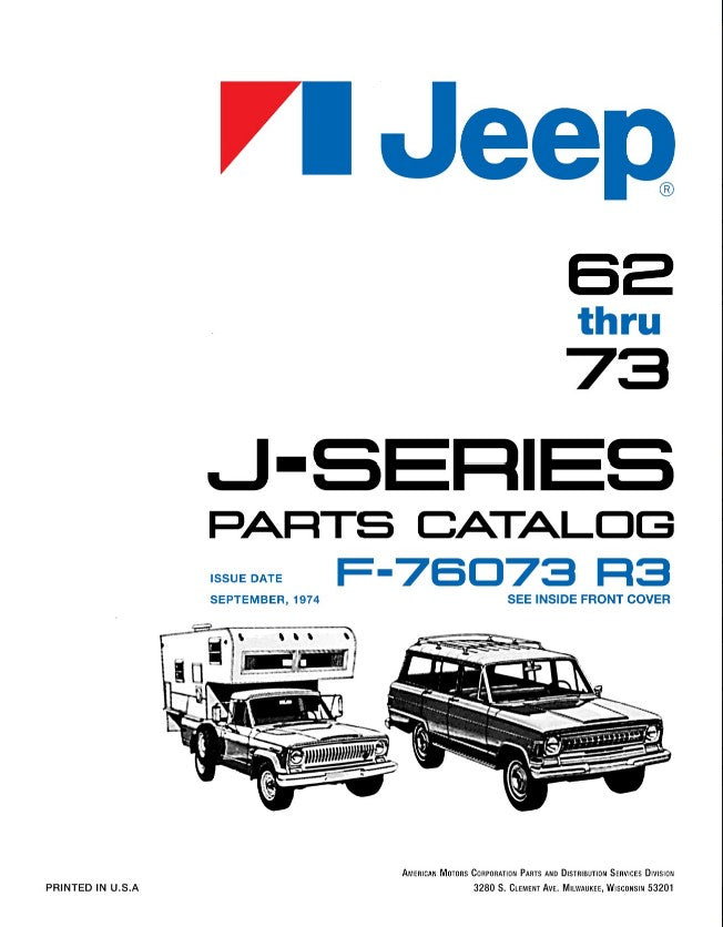 Manual Parts 1962-1973 Catalog Jeep J Series Gladiator Wagoneer F-76073R 3