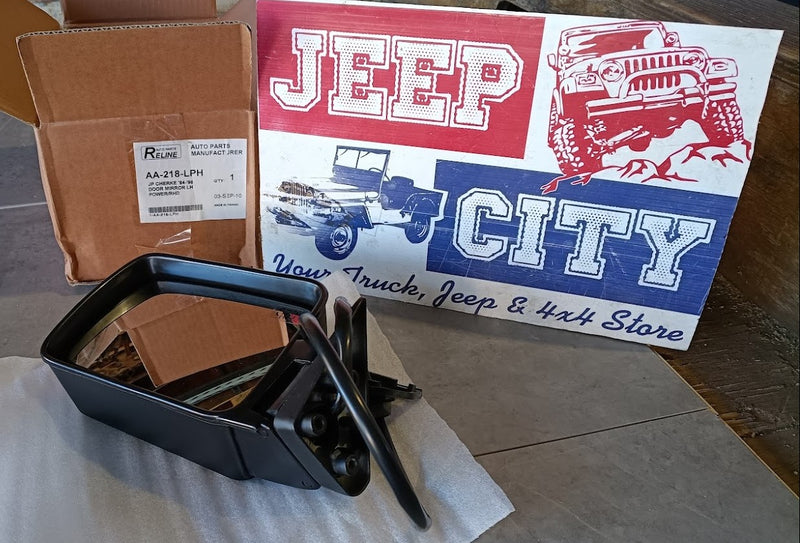 Mirror Power Black LHS Jeep XJ Cherokee 55075433 New