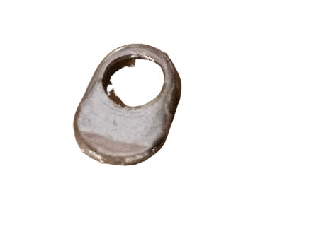 Metallic ring with a central hole on a white background