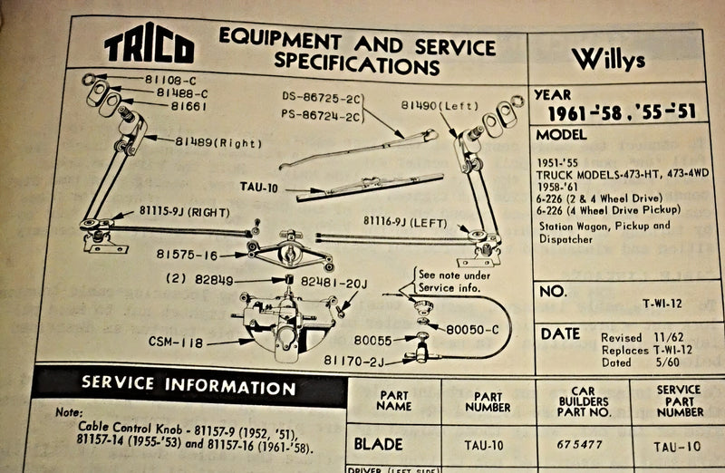 Windshield WIper Motor Mount Trico Willys Jeep Pickup 81575-16