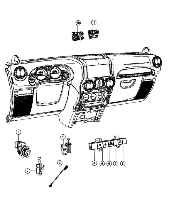 switch window and door lock  Jeep JK Wrangler 5 gang 68156217AA Preowned 11-15