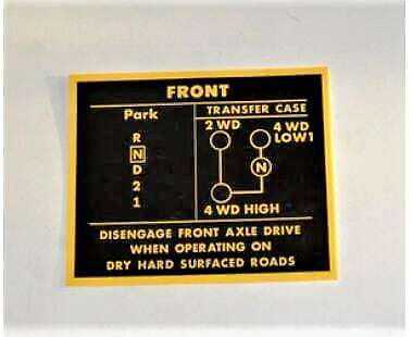 Shifter decal for the TH400 transmission & Dana 20 transfer case Jeep