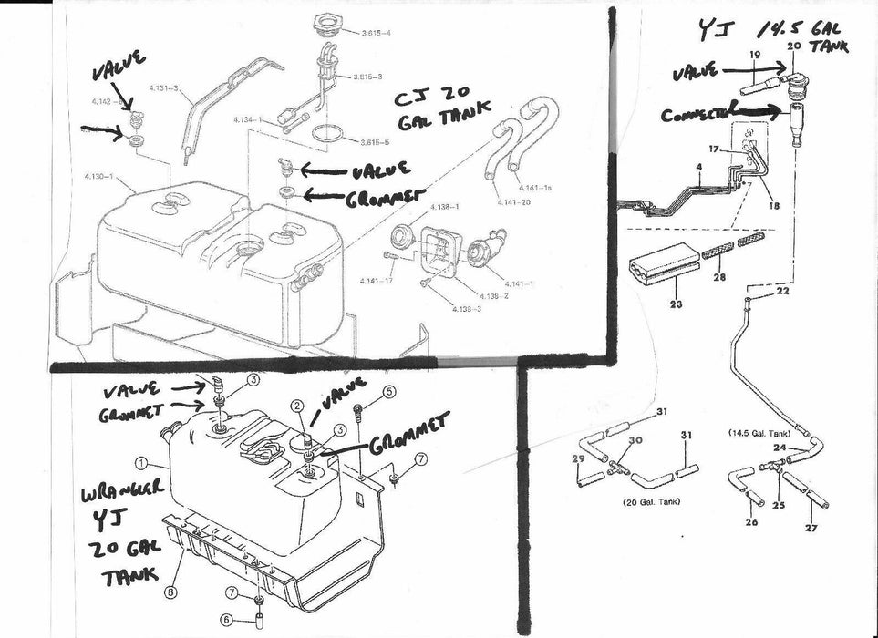 Fuel Tank Valve Jeep CJ XJ ZG SJ & J Series J5360058