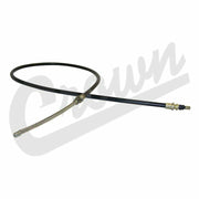 A 61-inch long brake cable for a Jeep SJ Cherokee, showing a black outer casing with metal ends and internal cable.